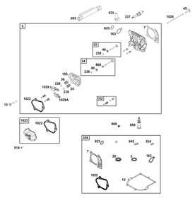 Cylinder Head Group Diagram and Parts List for 09P602-0037-H5 020000 - 09Z999 Briggs and Stratton Engine
